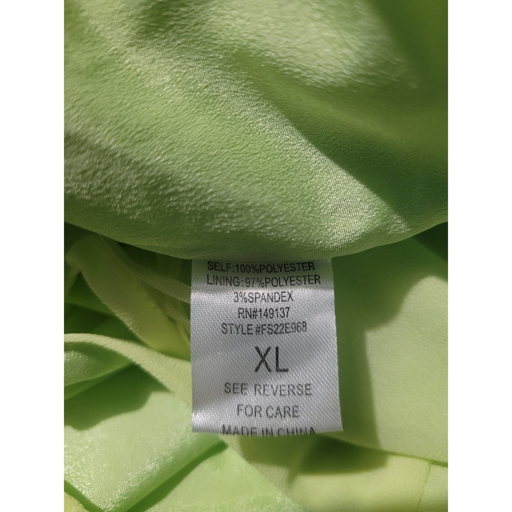Fashion Nova Beach Views Chiffon Jumpsuit Women's Size XL Lime Halter Wide Leg - Picture 9 of 14